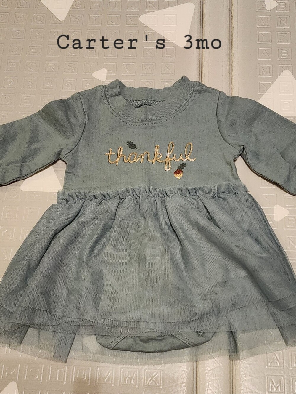 Carter's 'Thankful' Long-Sleeve Tulle Dress Thanksgiving 3months